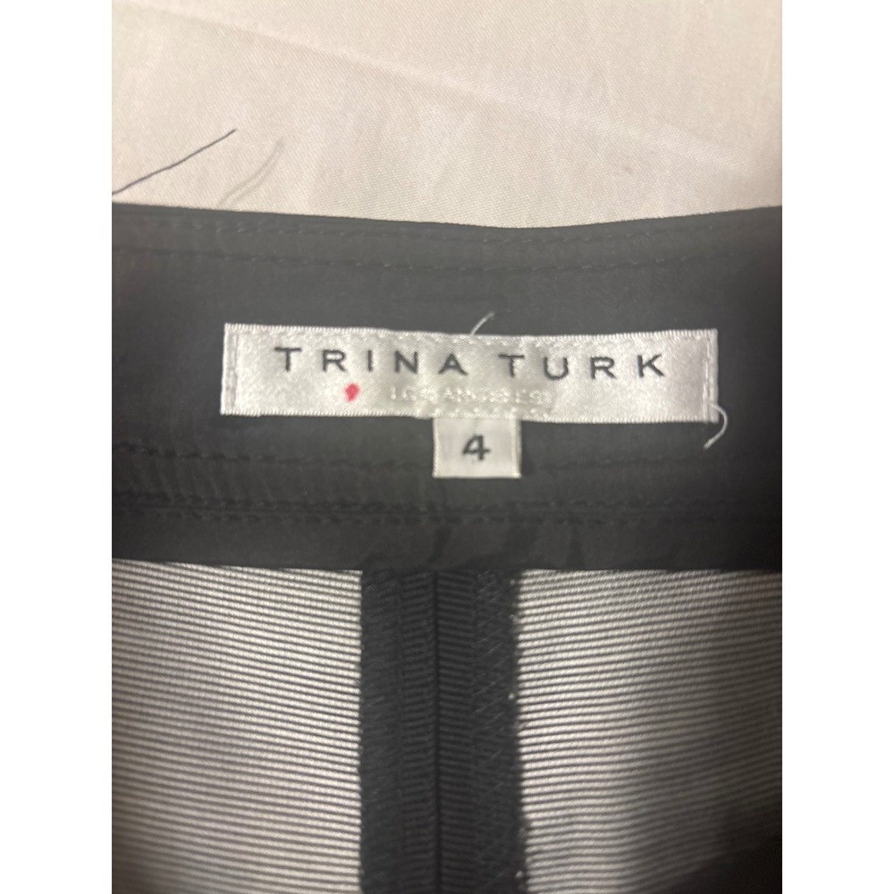 Trina Turk Polka Dot Bubble Print Pants Women 4 Black Excellent Straight Leg - Picture 8 of 11